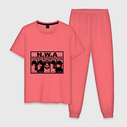 Пижама хлопковая мужская NWA, цвет: коралловый