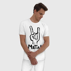 Пижама хлопковая мужская Metal, цвет: белый — фото 2