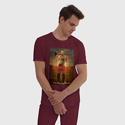 Пижама хлопковая мужская American Gods: Czernobog цвета меланж-бордовый — фото 2