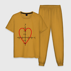 Пижама хлопковая мужская Формула любви математическая 2, цвет: горчичный