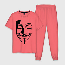 Пижама хлопковая мужская Vendetta Mask, цвет: коралловый