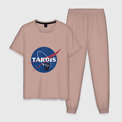 Пижама хлопковая мужская Tardis NASA, цвет: пыльно-розовый