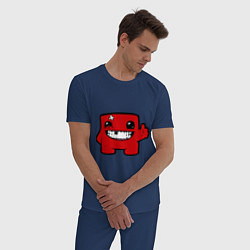 Пижама хлопковая мужская Super Meat Boy, цвет: тёмно-синий — фото 2