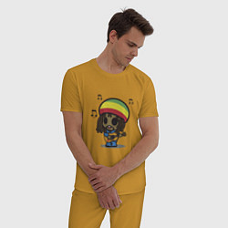 Пижама хлопковая мужская Маленький Боб Марли, цвет: горчичный — фото 2