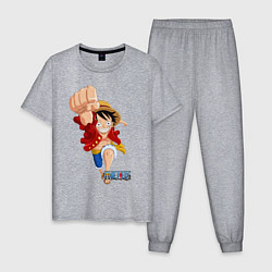 Пижама хлопковая мужская Ван-Пис, цвет: меланж