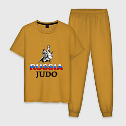 Пижама хлопковая мужская Russia judo, цвет: горчичный