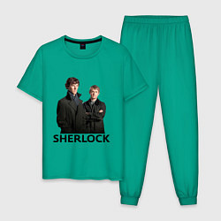 Пижама хлопковая мужская Sherlock, цвет: зеленый