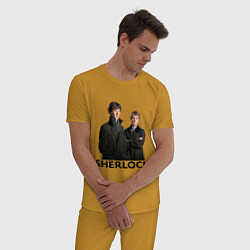 Пижама хлопковая мужская Sherlock, цвет: горчичный — фото 2