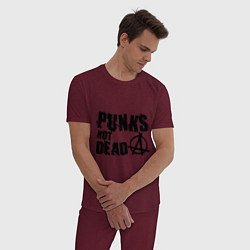Пижама хлопковая мужская Punks not dead, цвет: меланж-бордовый — фото 2