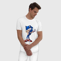Пижама хлопковая мужская Sonic dab, цвет: белый — фото 2