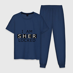 Пижама хлопковая мужская I am Sherlocked, цвет: тёмно-синий