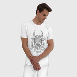 Пижама хлопковая мужская Taurus Minimalism, цвет: белый — фото 2