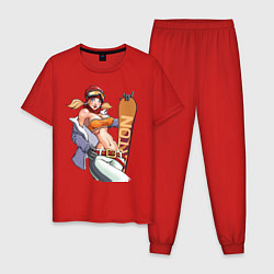 Пижама хлопковая мужская Секси гел борд, цвет: красный