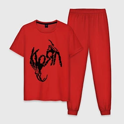 Пижама хлопковая мужская Korn bones, цвет: красный