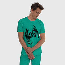 Пижама хлопковая мужская Korn bones цвета зеленый — фото 2
