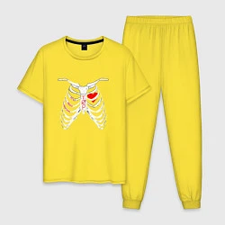 Пижама хлопковая мужская TOP Skeleton, цвет: желтый