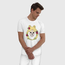 Пижама хлопковая мужская Череп, цвет: белый — фото 2