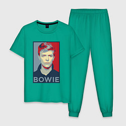 Пижама хлопковая мужская Bowie Poster, цвет: зеленый
