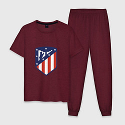 Пижама хлопковая мужская Atletico Madrid, цвет: меланж-бордовый