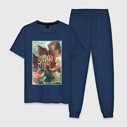 Пижама хлопковая мужская Stranger Things: Monster Flower, цвет: тёмно-синий