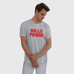 Пижама хлопковая мужская Hello Friend, цвет: меланж — фото 2