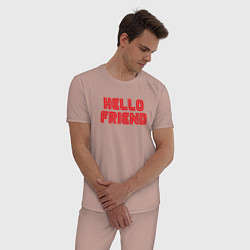 Пижама хлопковая мужская Hello Friend, цвет: пыльно-розовый — фото 2