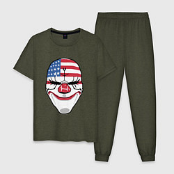 Пижама хлопковая мужская American Mask цвета меланж-хаки — фото 1
