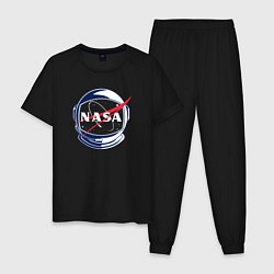 Пижама хлопковая мужская NASA, цвет: черный