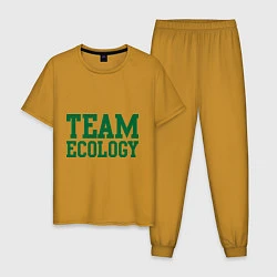 Пижама хлопковая мужская Команда экологов, цвет: горчичный