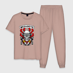 Пижама хлопковая мужская Megadeth Rocker, цвет: пыльно-розовый