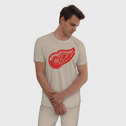 Пижама хлопковая мужская Detroit Red Wings: Pavel Datsyuk, цвет: миндальный — фото 2