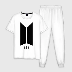 Пижама хлопковая мужская BTS Army, цвет: белый