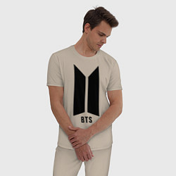 Пижама хлопковая мужская BTS Army, цвет: миндальный — фото 2
