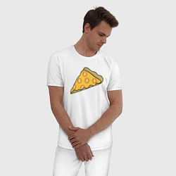 Пижама хлопковая мужская Bitcoin Pizza, цвет: белый — фото 2