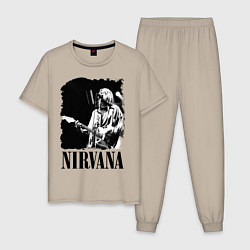 Пижама хлопковая мужская Black Nirvana, цвет: миндальный