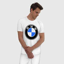 Пижама хлопковая мужская Logo BMW, цвет: белый — фото 2