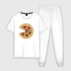 Пижама хлопковая мужская Её пицца, цвет: белый