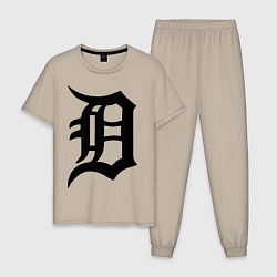 Пижама хлопковая мужская Detroit Tigers, цвет: миндальный