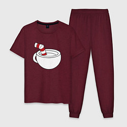 Пижама хлопковая мужская Red Cuphead, цвет: меланж-бордовый