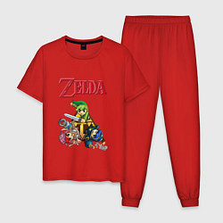 Пижама хлопковая мужская Zelda: Tri force heroes, цвет: красный