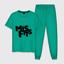 Пижама хлопковая мужская Misfits цвета зеленый — фото 1