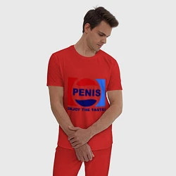 Пижама хлопковая мужская Penis. Enjoy the taste, цвет: красный — фото 2
