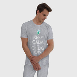 Пижама хлопковая мужская Keep Calm & Chug on, цвет: меланж — фото 2