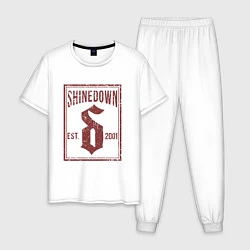 Пижама хлопковая мужская Shinedown est 2001, цвет: белый