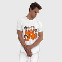 Пижама хлопковая мужская MisFits Heroes, цвет: белый — фото 2