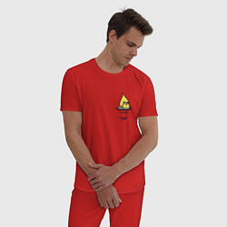 Пижама хлопковая мужская Попугай в кармане цвета красный — фото 2