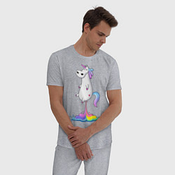 Пижама хлопковая мужская Взлет единорога, цвет: меланж — фото 2