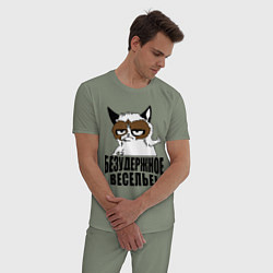 Пижама хлопковая мужская Безудержное веселье, цвет: авокадо — фото 2