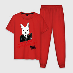 Пижама хлопковая мужская Misfits: White rabbit, цвет: красный