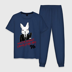 Пижама хлопковая мужская Misfits: White rabbit, цвет: тёмно-синий